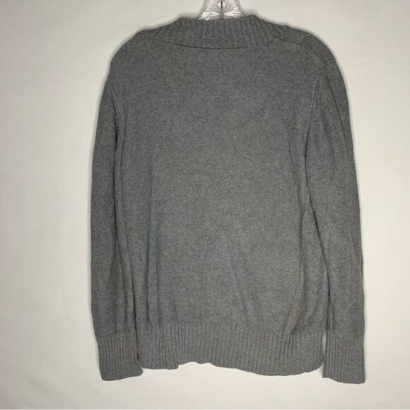 Faded Glory Gray Cable Knit Long Sleeve Cotton Button Closure Pullover Sweater L - Picture 5 of 6